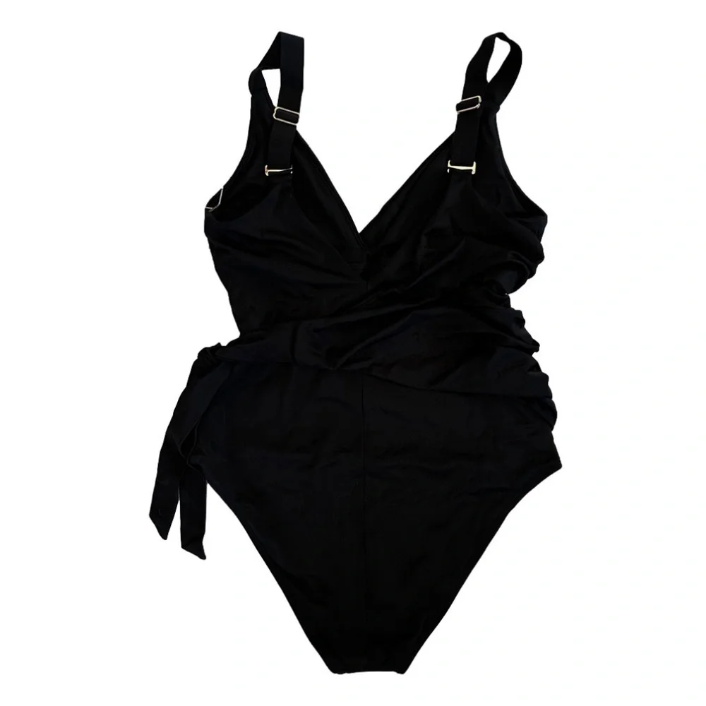 NWOT Black Women's Wrap One-Piece Swimsuit